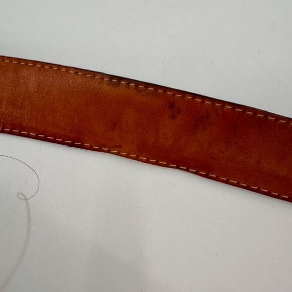 Vintage MCM Women's Crocodile Embossed Leather Silver Buckle Waist Belt Brown - Picture 10 of 16